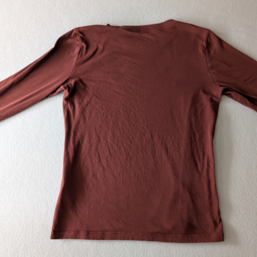 Nike Women's Swoosh Logo Bronze Brown Long Sleeve Tee Cotton Sz XS Athleisure image 7